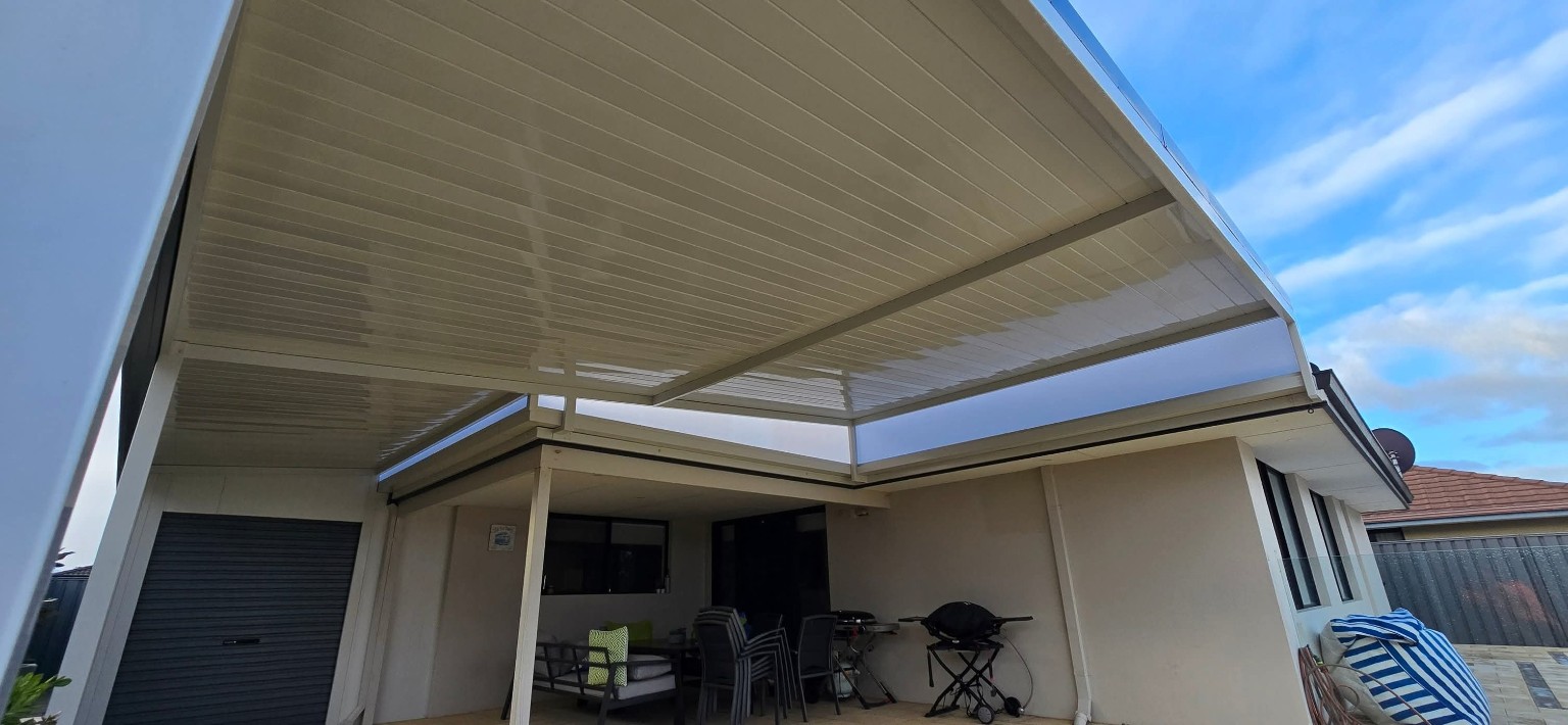 Covered patio with a finished light ceiling